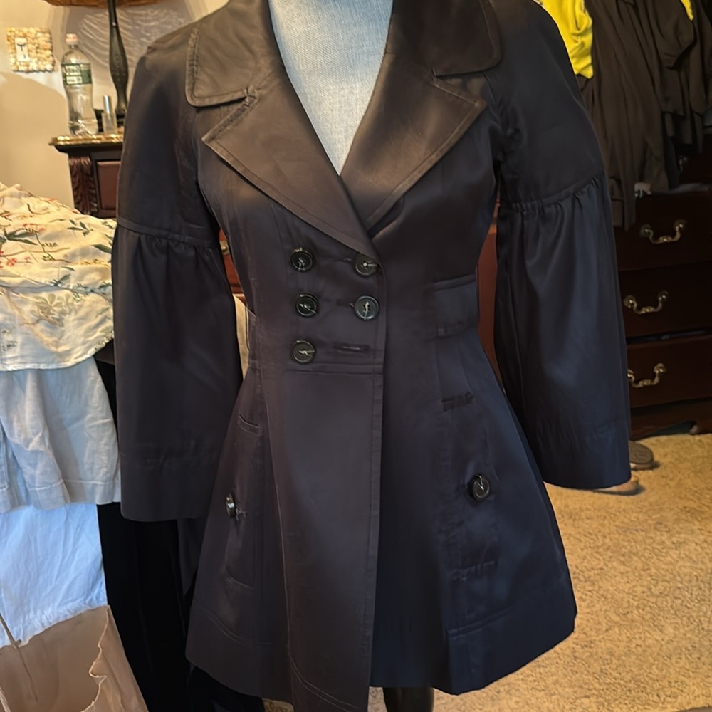 Nanette Lepore light double breasted jacket~ black~ missing 1 button